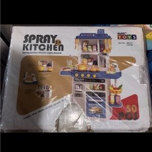 Blue Spray Kitchen Set